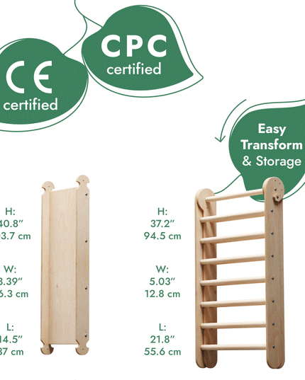 6in1 Wooden Swedish Wall / Climbing ladder for Children + Swing Set + Slide Board