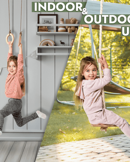 3in1 Swing & Climbing Set: Rope Ladder, Gym Rings & Disc Swing