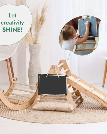 4in1 Montessori Climbing Set: Triangle Ladder + Climbing Arch + Slide Board + Cushion (1-3 y.o)