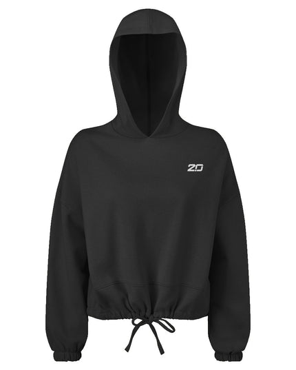 Cropped Oversize Hooded Sweatshirt (Black)