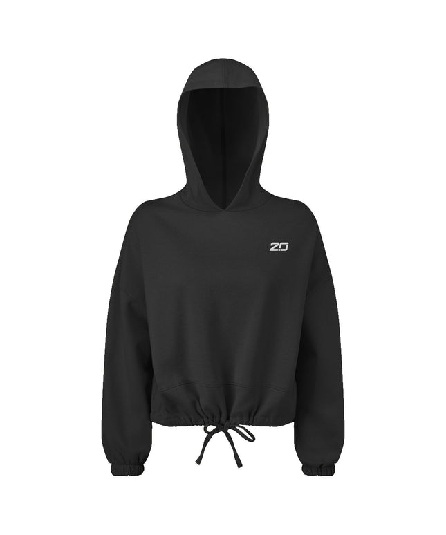 Cropped Oversize Hooded Sweatshirt (Black)