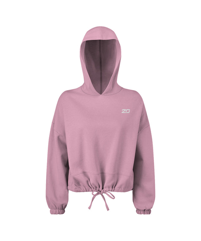 Cropped Oversize Hooded Sweatshirt (Light Pink)