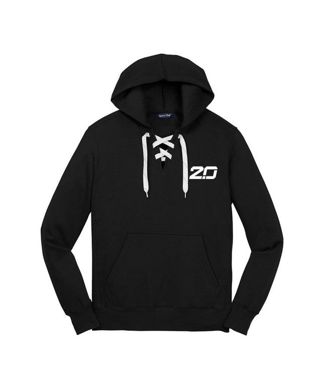 Lace Up Pullover Hooded Sweatshirt (Black)