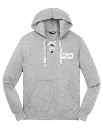 Lace Up Pullover Hooded Sweatshirt (Grey)