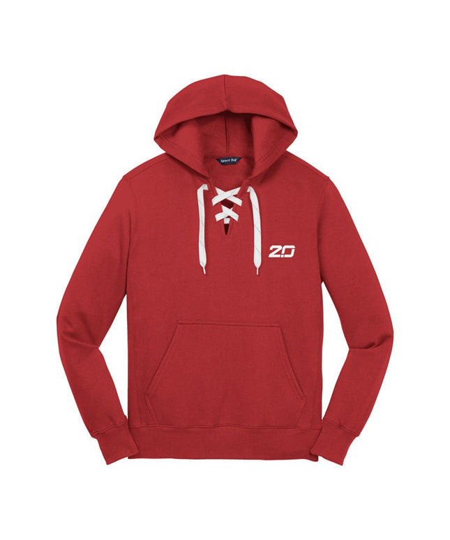Lace Up Pullover Hooded Sweatshirt (Red)