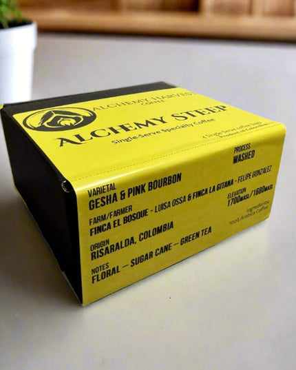 Gesha & Pink Bourbon Blend – Alchemy Steep (4-Pack)