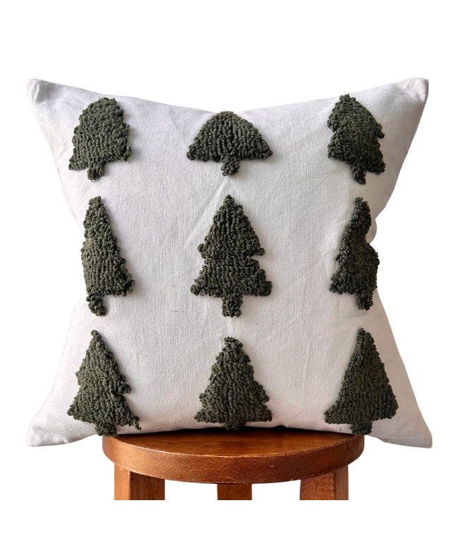 Tufted Christmas Tree Pillow Cover