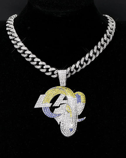 Sports Customized LOGO Pendant Necklace with Iced Out Cuban Chains for Football Fans Birthday Gifts