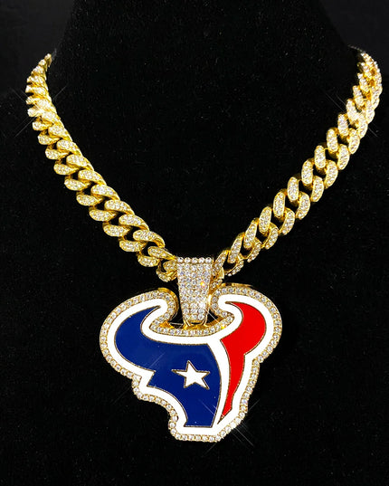 Sports Customized LOGO Pendant Necklace with Iced Out Cuban Chains for Football Fans Birthday Gifts