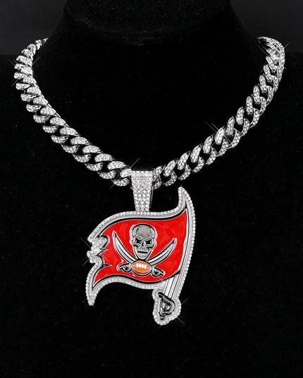 Sports Customized LOGO Pendant Necklace with Iced Out Cuban Chains for Football Fans Birthday Gifts