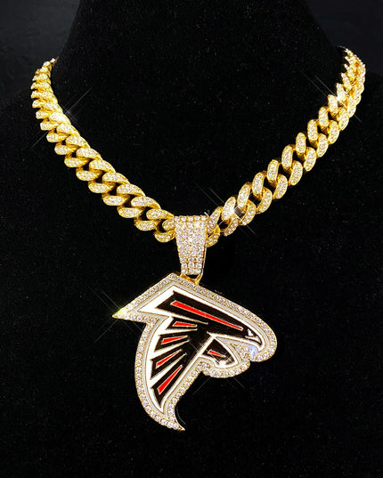 Sports Customized LOGO Pendant Necklace with Iced Out Cuban Chains for Football Fans Birthday Gifts