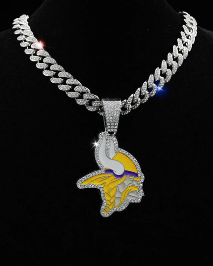 Sports Customized LOGO Pendant Necklace with Iced Out Cuban Chains for Football Fans Birthday Gifts