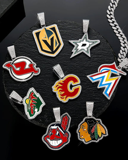 Sports Customized LOGO Pendant Necklace with Iced Out Cuban Chains for Football Fans Birthday Gifts