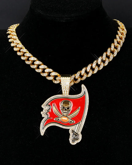 Sports Customized LOGO Pendant Necklace with Iced Out Cuban Chains for Football Fans Birthday Gifts
