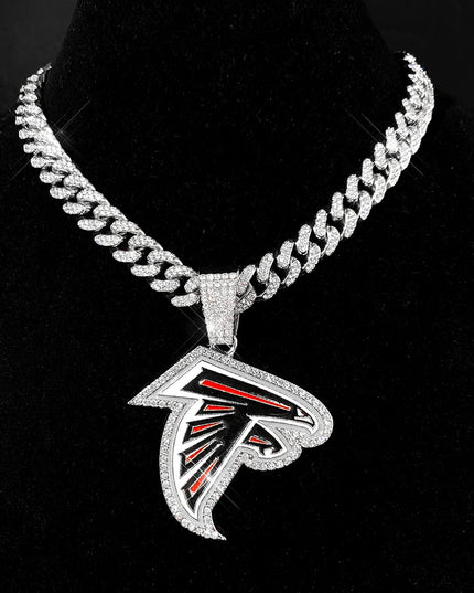 Sports Customized LOGO Pendant Necklace with Iced Out Cuban Chains for Football Fans Birthday Gifts