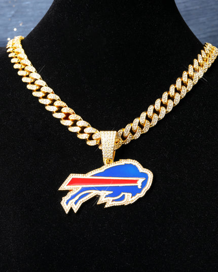 Sports Customized LOGO Pendant Necklace with Iced Out Cuban Chains for Football Fans Birthday Gifts