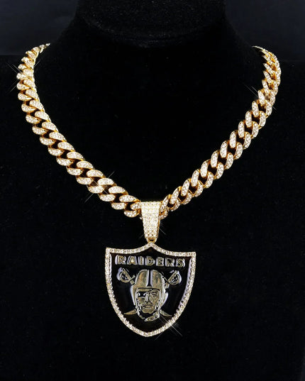 Sports Customized LOGO Pendant Necklace with Iced Out Cuban Chains for Football Fans Birthday Gifts