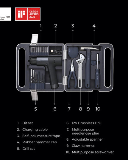 12V Brushless Drill Tool Set