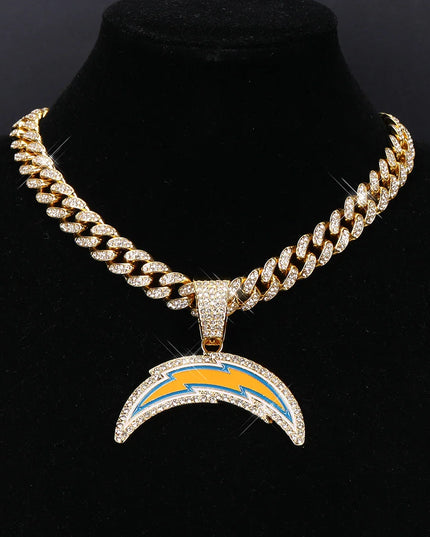 Sports Customized LOGO Pendant Necklace with Iced Out Cuban Chains for Football Fans Birthday Gifts