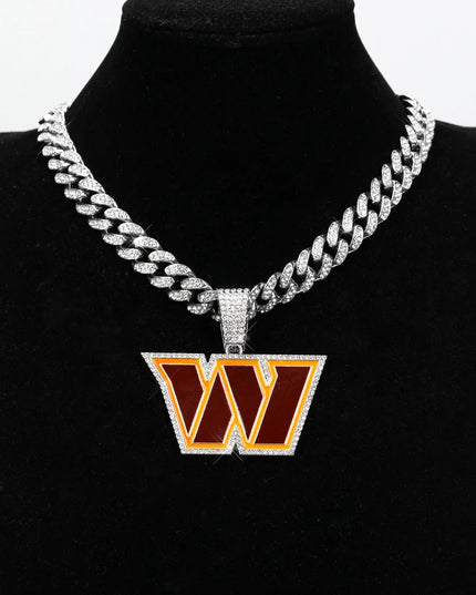 Sports Customized LOGO Pendant Necklace with Iced Out Cuban Chains for Football Fans Birthday Gifts