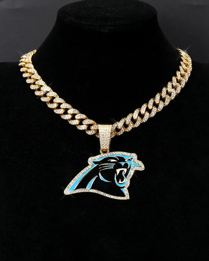 Sports Customized LOGO Pendant Necklace with Iced Out Cuban Chains for Football Fans Birthday Gifts