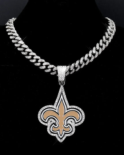 Sports Customized LOGO Pendant Necklace with Iced Out Cuban Chains for Football Fans Birthday Gifts