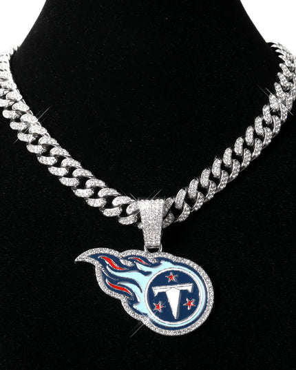 Sports Customized LOGO Pendant Necklace with Iced Out Cuban Chains for Football Fans Birthday Gifts