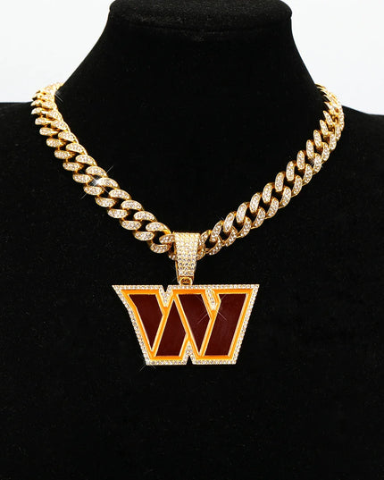Sports Customized LOGO Pendant Necklace with Iced Out Cuban Chains for Football Fans Birthday Gifts