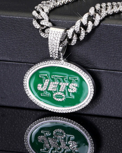 Sports Customized LOGO Pendant Necklace with Iced Out Cuban Chains for Football Fans Birthday Gifts