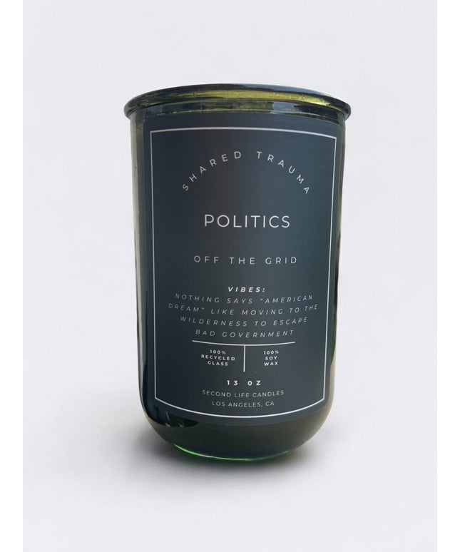 Shared Trauma Candles - Politics - 13 Oz Crackling Wood Wick - Amber Sage & Moss