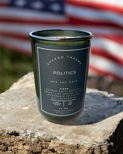 Shared Trauma Candles - Politics - 13 Oz Crackling Wood Wick - Amber Sage & Moss