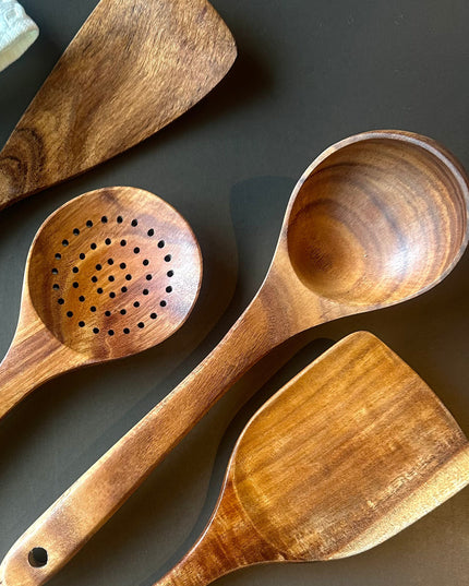 Teak Wooden Utensils, Set of 4