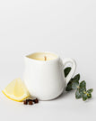 2.6 Oz - White Carafe with handle / Rub Down: Eucalyptus Lemon & Clove