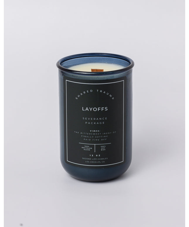 Shared Trauma Candles - Layoffs - 13 Oz Crackling Wood Wick - Worn Leather & Citron