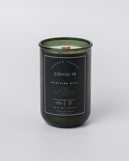 Shared Trauma Candles - Covid-19 - 13 Oz Crackling Wood Wick - Lemon, Peach, and Mint Tea