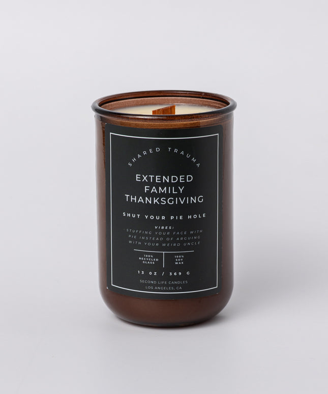 Shared Trauma: Extended Family Thanksgiving Candle - 13 oz, Crackling Wood Wick