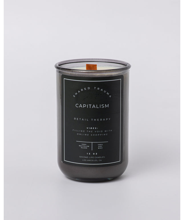 Shared Trauma Candles - Capitalism - 13 Oz Crackling Wood Wick - Tulips & Gardenia