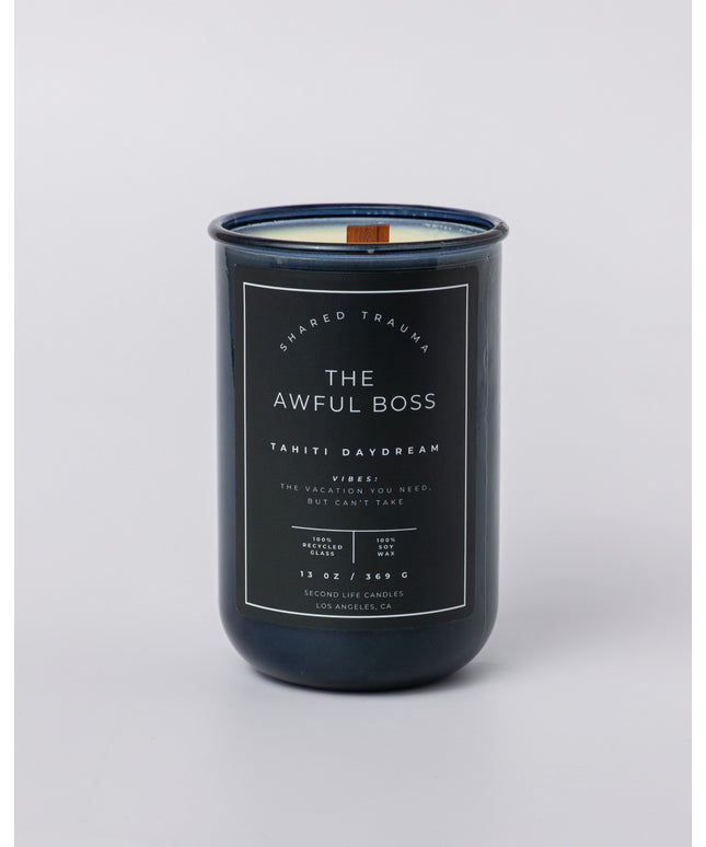 Shared Trauma Candles - The Awful Boss - 13 Oz Crackling Wood Wick - Mint Mojito & Pineapple