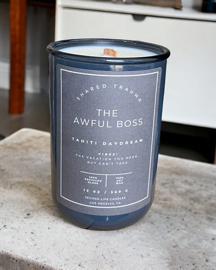 Shared Trauma Candles - The Awful Boss - 13 Oz Crackling Wood Wick - Mint Mojito & Pineapple