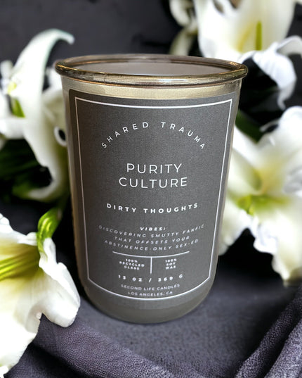 Shared Trauma Candles - Purity Culture - 13 Oz Crackling Wood Wick - Lavender & Smoked Vanilla