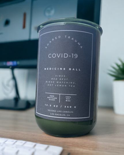 Shared Trauma Candles - Covid-19 - 13 Oz Crackling Wood Wick - Lemon, Peach, and Mint Tea