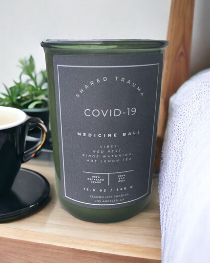 Shared Trauma Candles - Covid-19 - 13 Oz Crackling Wood Wick - Lemon, Peach, and Mint Tea
