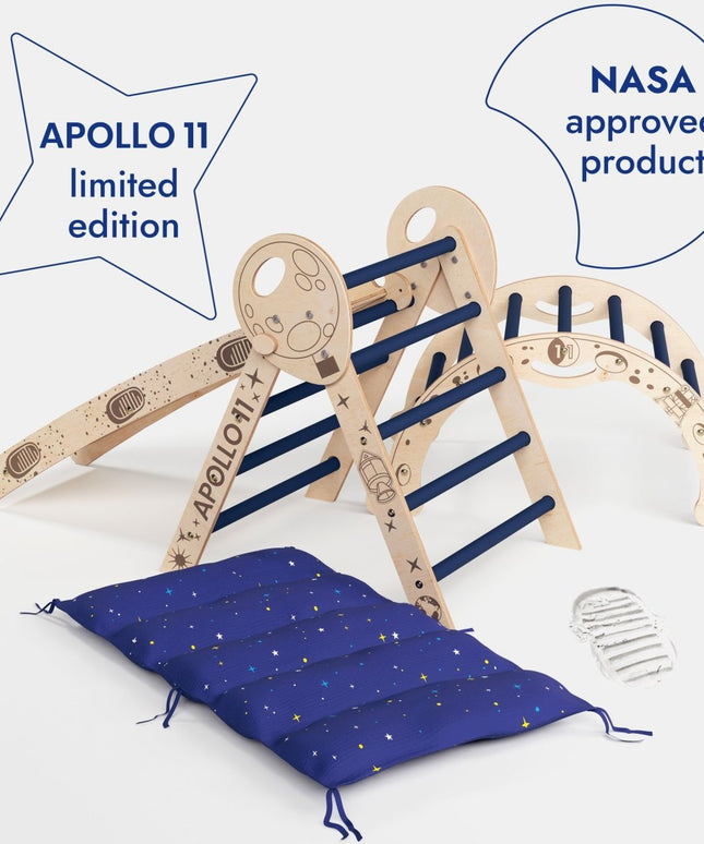 Apollo 4in1 Climbing Set:  Pikler Triangle, Arch, Slide Board, and Cushion for Little Toddlers Astronauts (1–3 Years)
