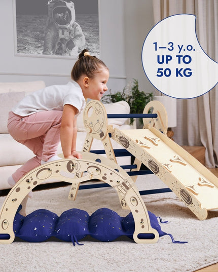 Apollo 4in1 Climbing Set:  Pikler Triangle, Arch, Slide Board, and Cushion for Little Toddlers Astronauts (1–3 Years)