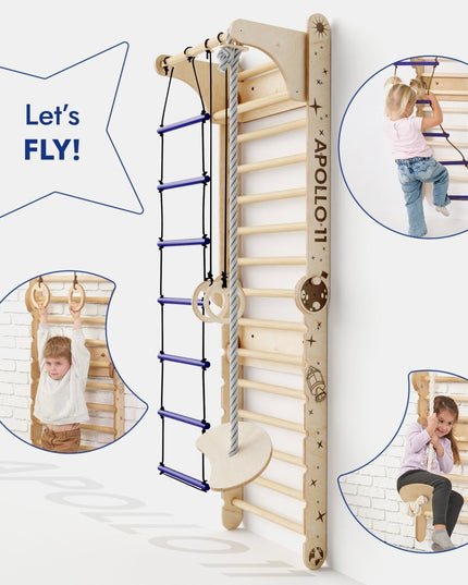 Apollo Swedish Wall / Climbing ladder for Little Austronauts + Moon swing Set + Slide Board