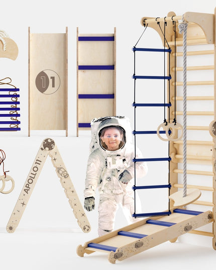 Apollo Swedish Wall / Climbing ladder for Little Austronauts + Moon swing Set + Slide Board