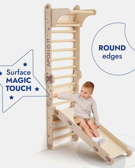 Apollo Swedish Wall / Climbing ladder for Little Austronauts + Moon swing Set + Slide Board