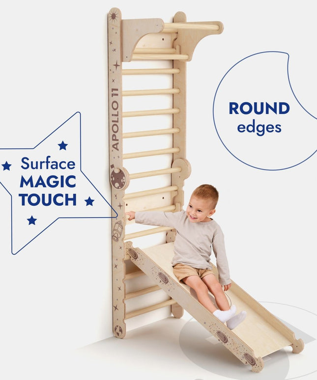 Apollo Swedish Wall / Climbing ladder for Little Austronauts + Moon swing Set + Slide Board