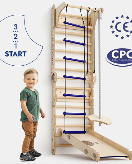 Apollo Swedish Wall / Climbing ladder for Little Austronauts + Moon swing Set + Slide Board