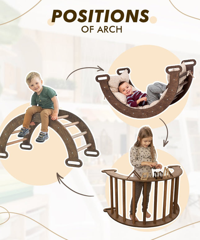 Climbing Arch Chocolate + Cushion - Montessori Climbers for Toddlers
